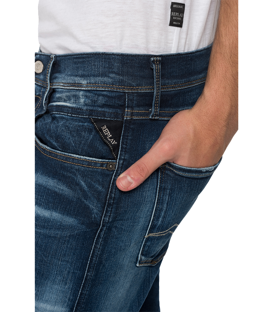 ANBASS 11.5oz Hyper Bio スーパーストレッチ スリム Ecoデニム 詳細画像 ダークブルー 7